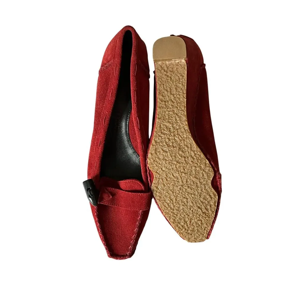 Jessica Bennett Red Suede Wedge Heels: Y2K, 2000s